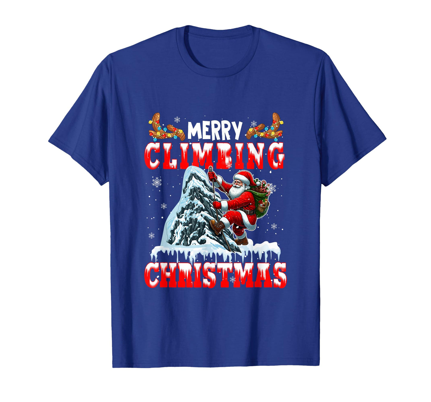 Merry Christmas Climbing Santa Colorful Costume Sport Lover T-Shirt