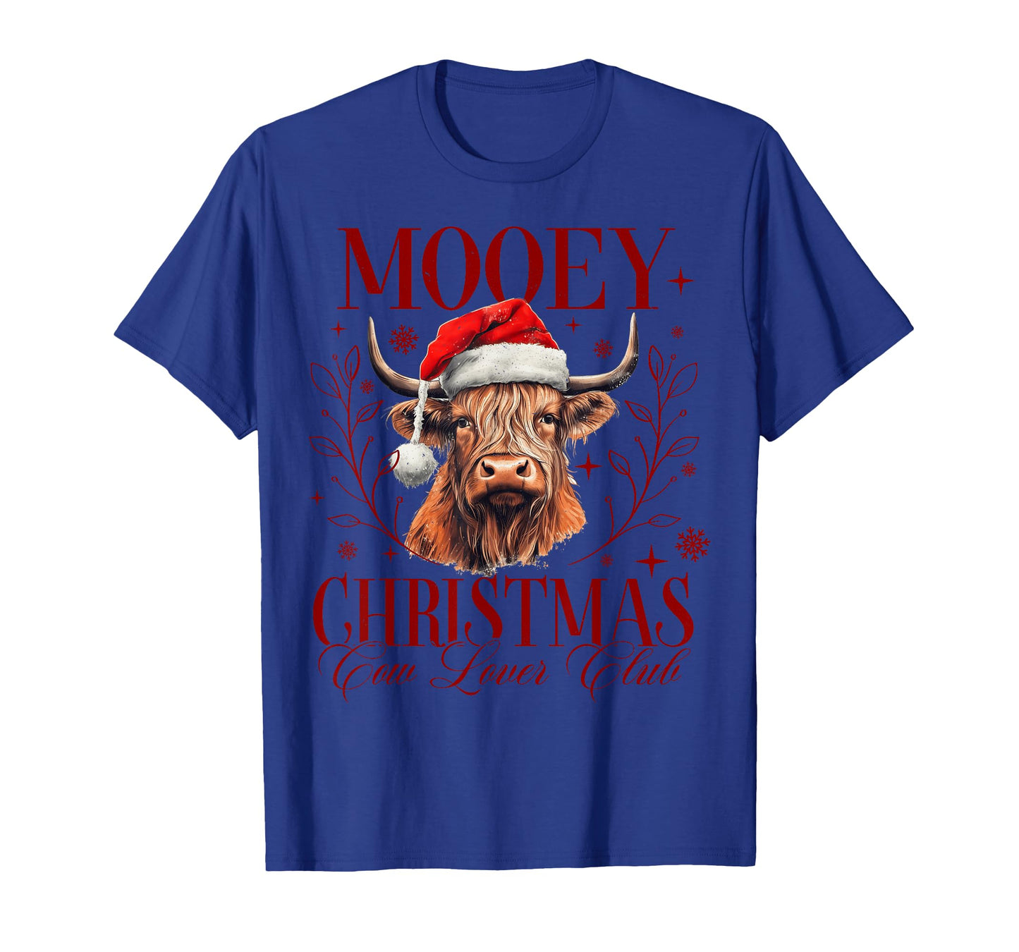 Mooey Christmas Santa Highland Cow Scottish Family Group T-Shirt