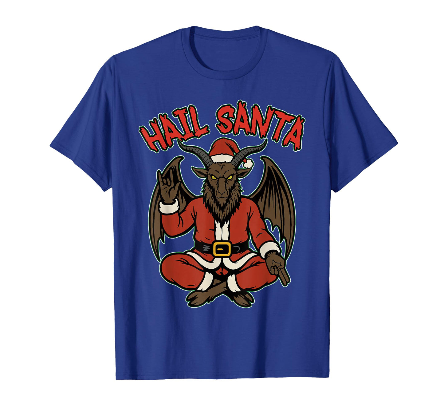 Hail Santa Heavy Pagan Solstice Gothic Baphomet Christmas T-Shirt