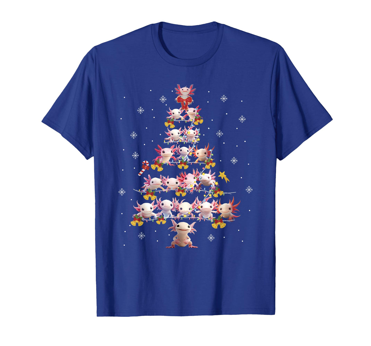 Funny Axolotl Christmas Tree Cute Flamingos Holiday Xmas Tee T-Shirt