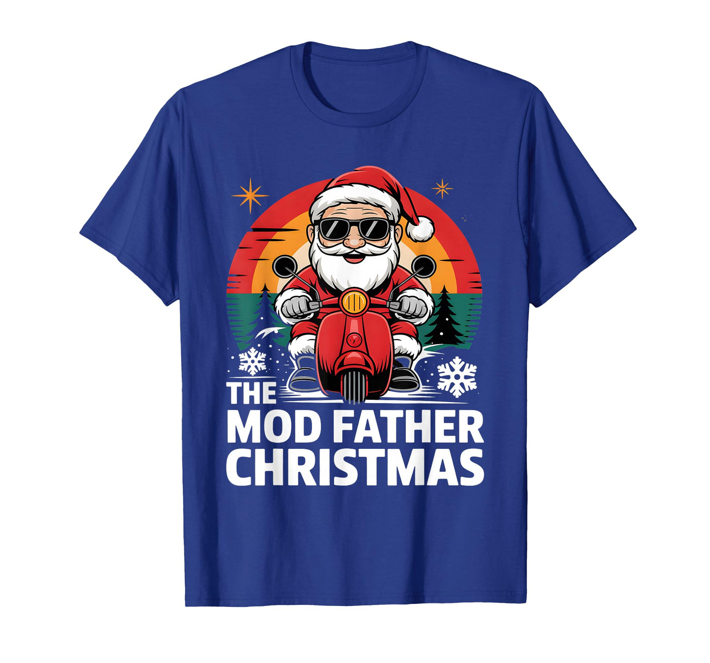 Funny Santa On Motorbike for Mods The Mod Father Christmas T-Shirt