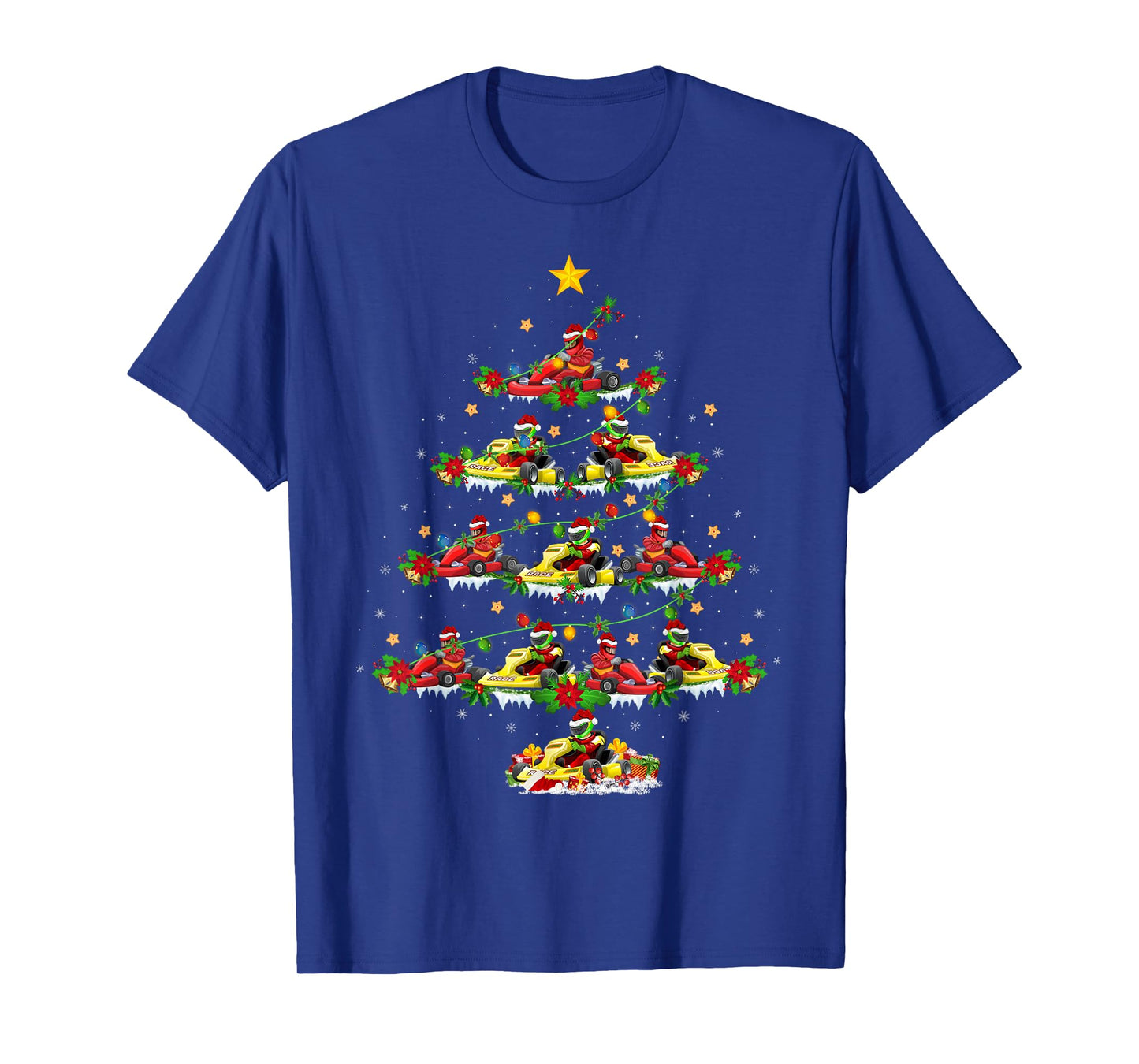 Kart Racing Christmas Tree Lights Funny Karting Xmas T-Shirt