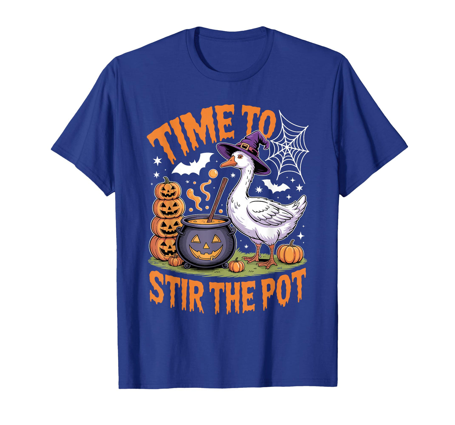 Time to Stir The Pot Funny Halloween Goose Witchy Women Men T-Shirt