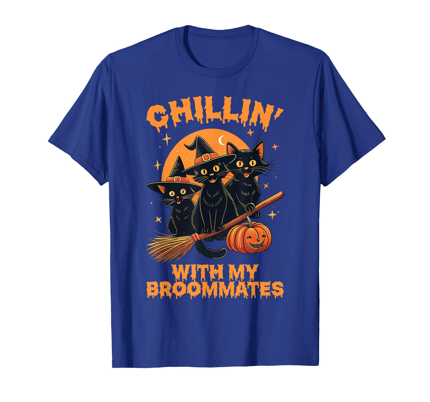 Chillin’ with My Broommates Funny Halloween Cat Mom T-Shirt