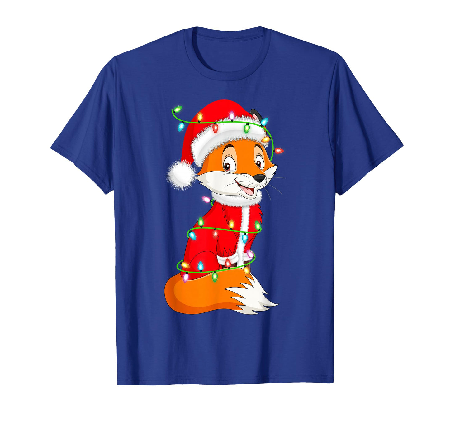 Fox Christmas Lights Santa Costume Cute Animal Xmas T-Shirt