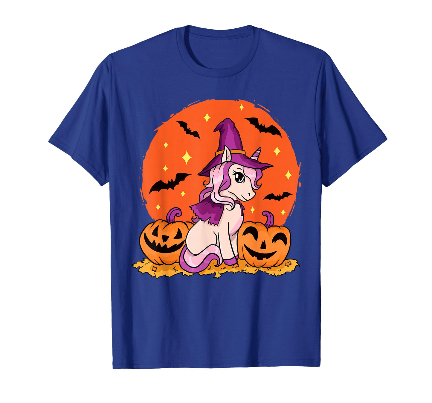 Halloween Unicorns Pumpkin and Witch Costume Design T-Shirt