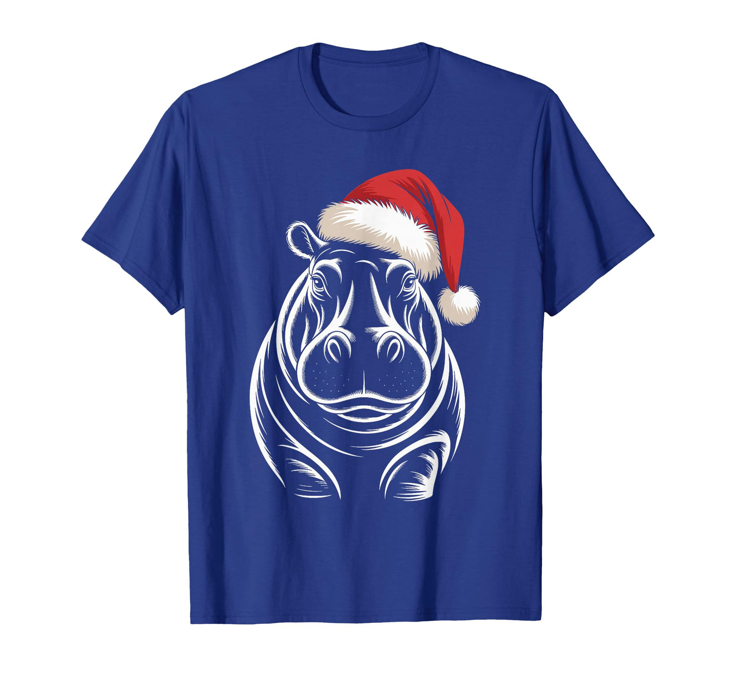 Hippopotamus Christmas Santa Hat Pajama Funny Hippo Xmas T-Shirt