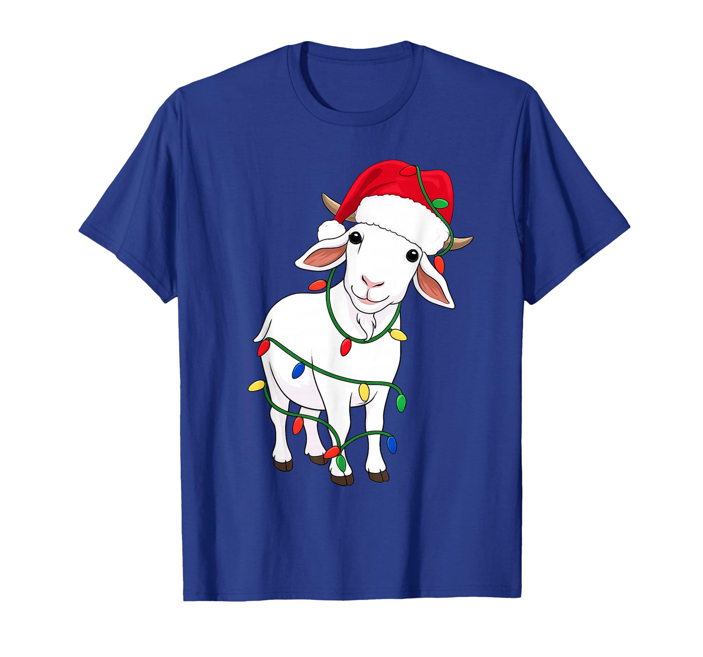 Goat Christmas Tree Lights Holiday Animal Lover T-Shirt