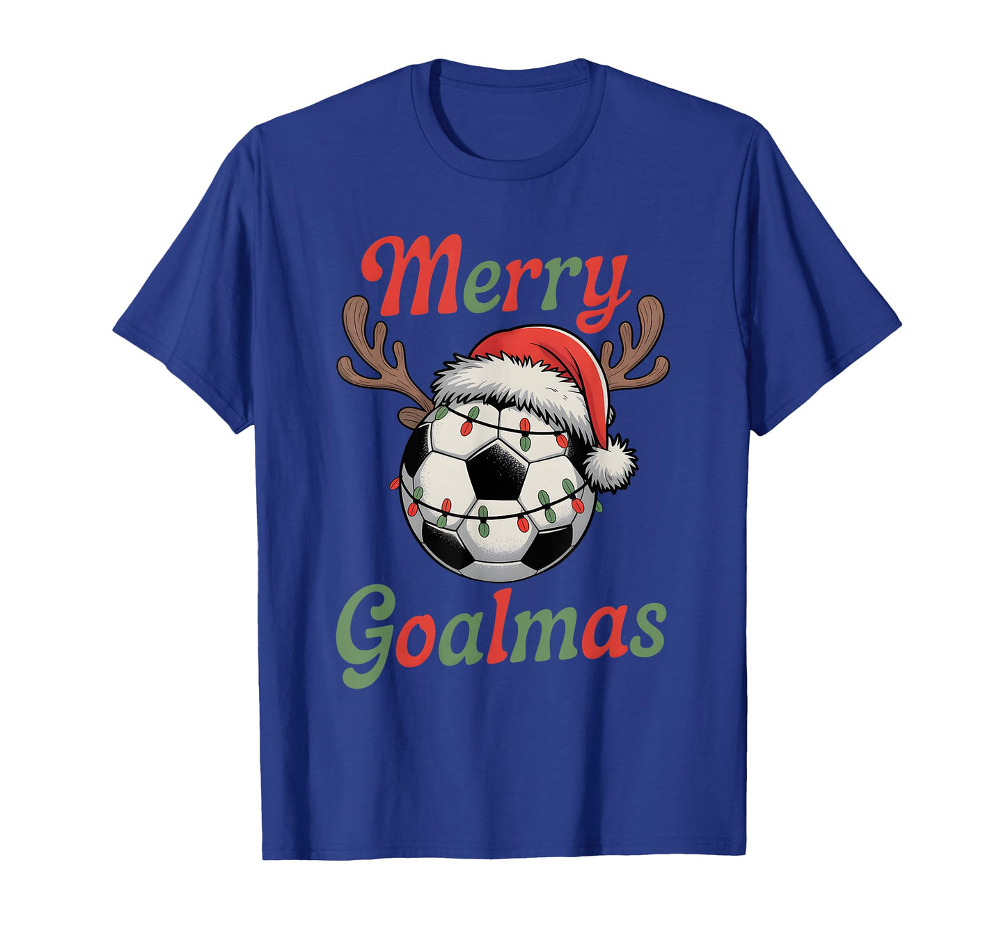 Merry Goalmas Christmas Funny Santa Soccer Ball Reindeer T-Shirt