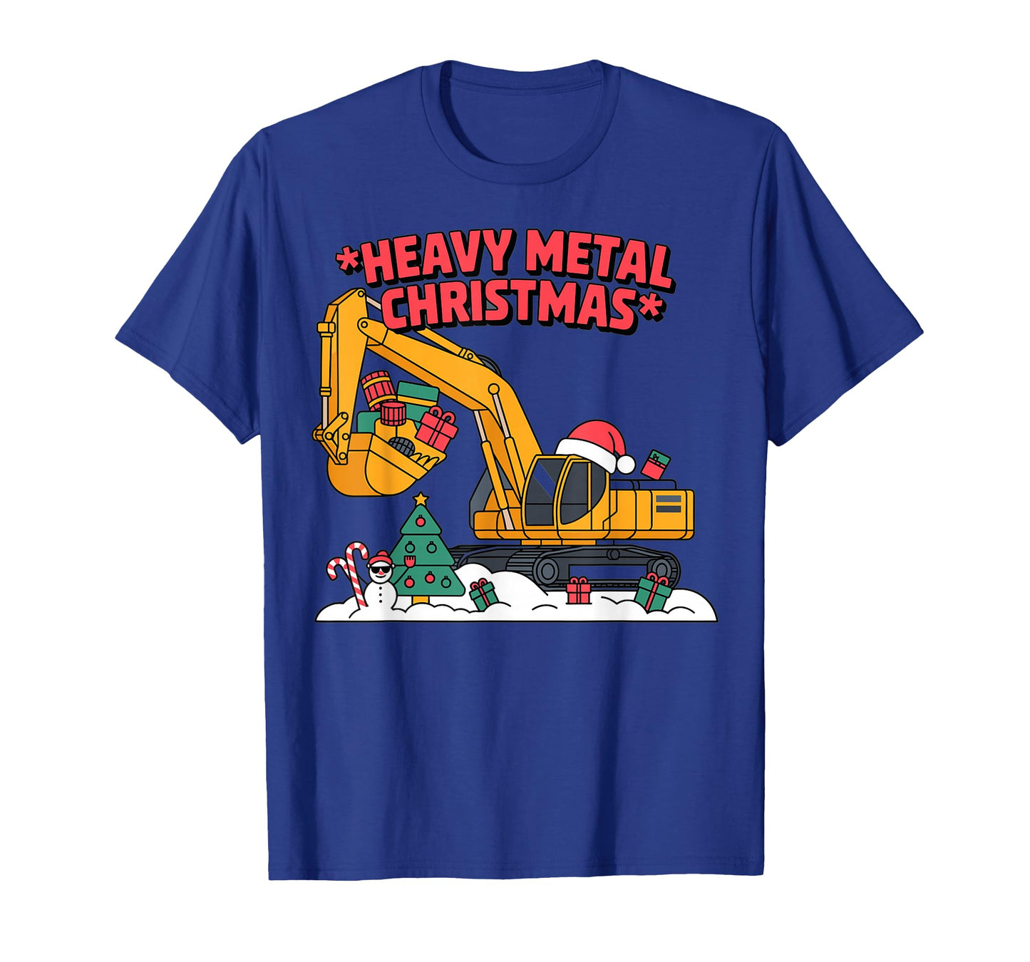 Heavy Metal Christmas Excavator Santa Holiday Design T-Shirt