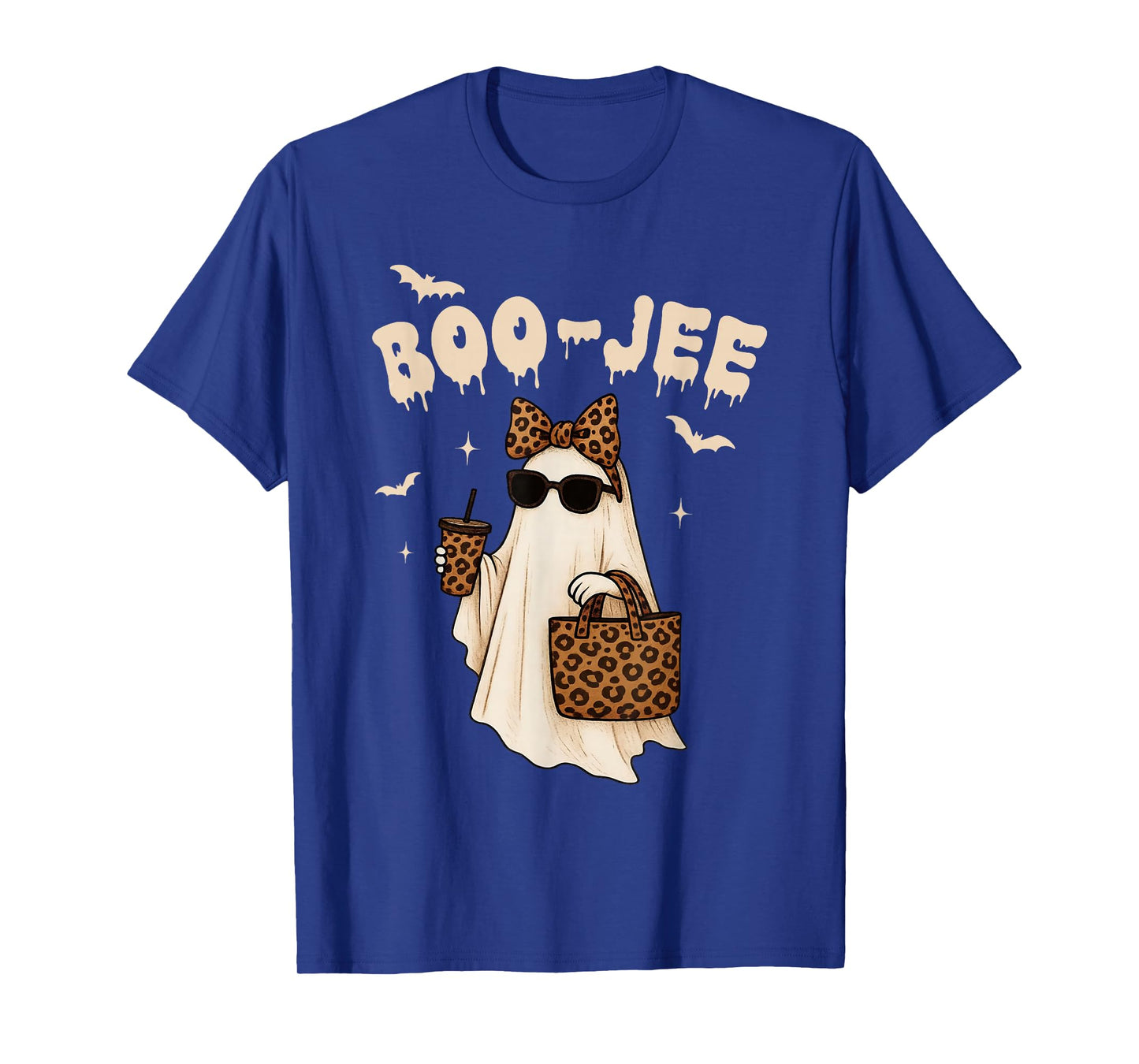 Coquette Leopard Ghost Coffee Boo-JEE Halloween Boujee Ghost T-Shirt