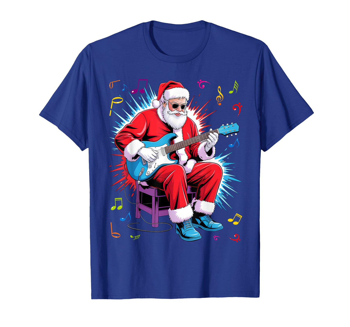 Rock Santa Claus Playing Guitar - Funny Christmas T-Shirt