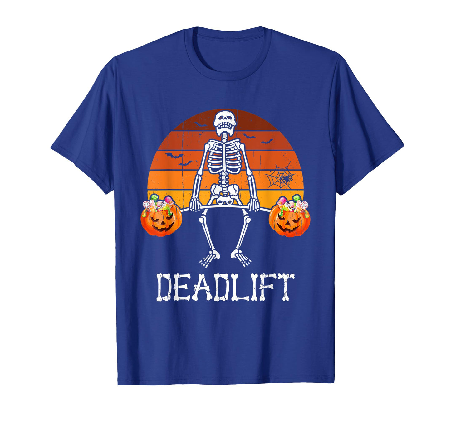 Skeleton Dead Lift Candy Buckets Gym Workout Halloween T-Shirt
