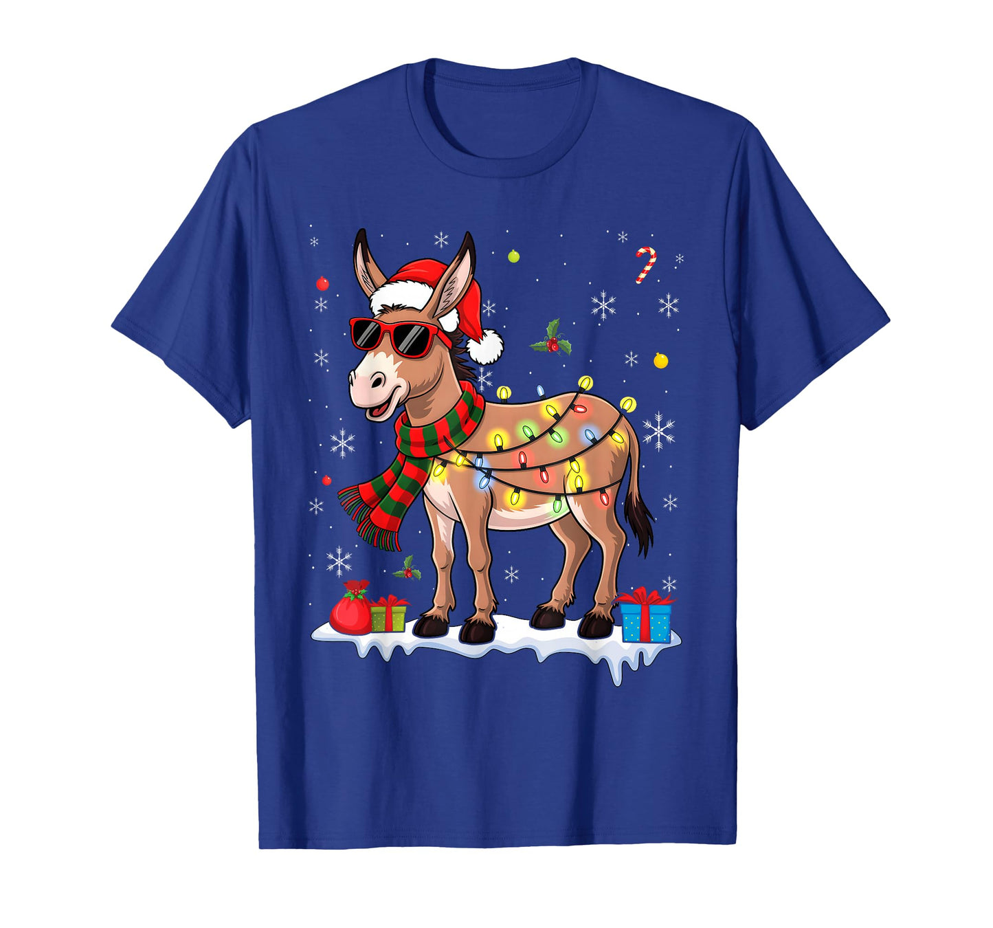 Xmas Lighting Holiday Santa Donkey Christmas T-Shirt