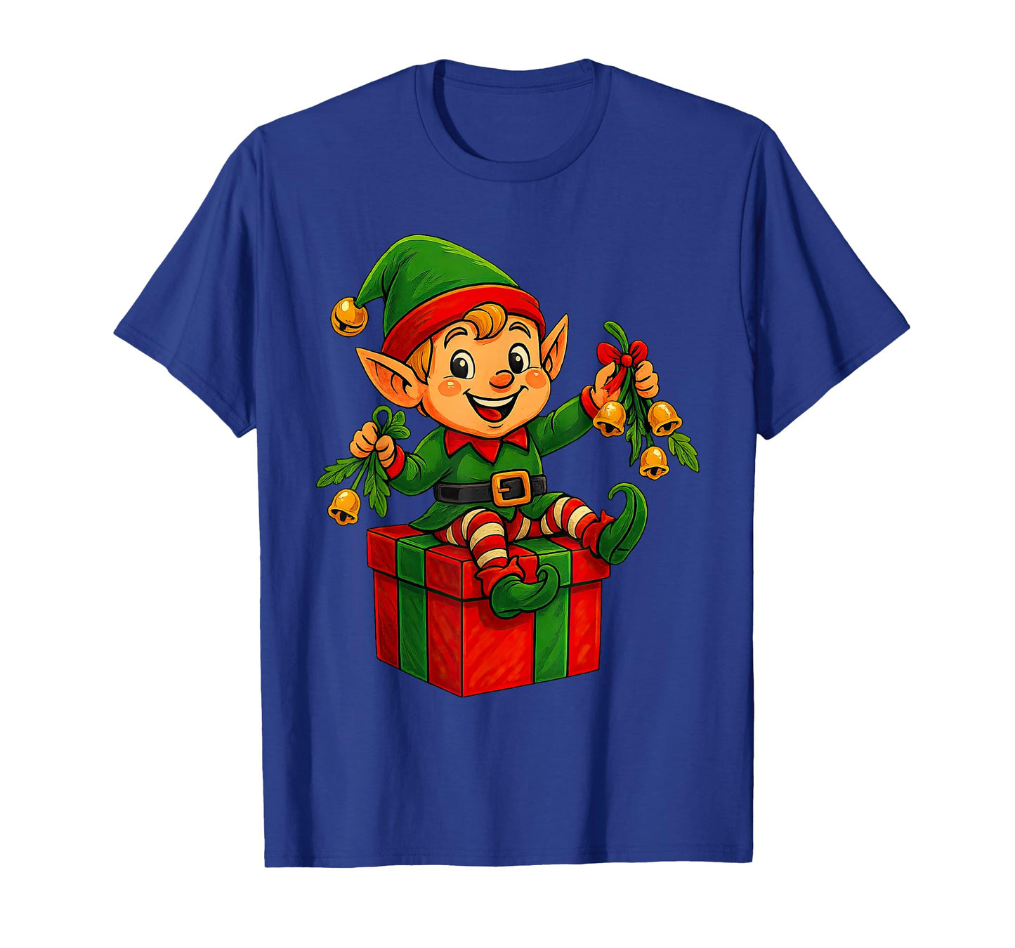 Cute Baby Elf Festive Mistletoe Bells Christmas PJ T-Shirt