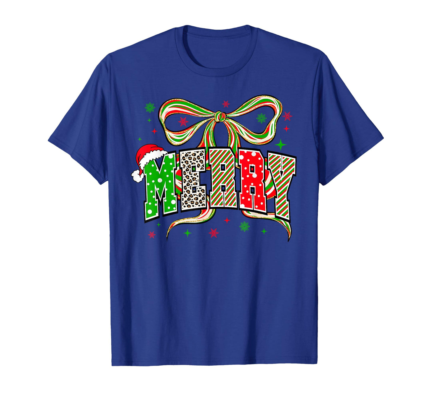Merry Christmas Coquette Bow Leopard Festive Girl Women Kids T-Shirt
