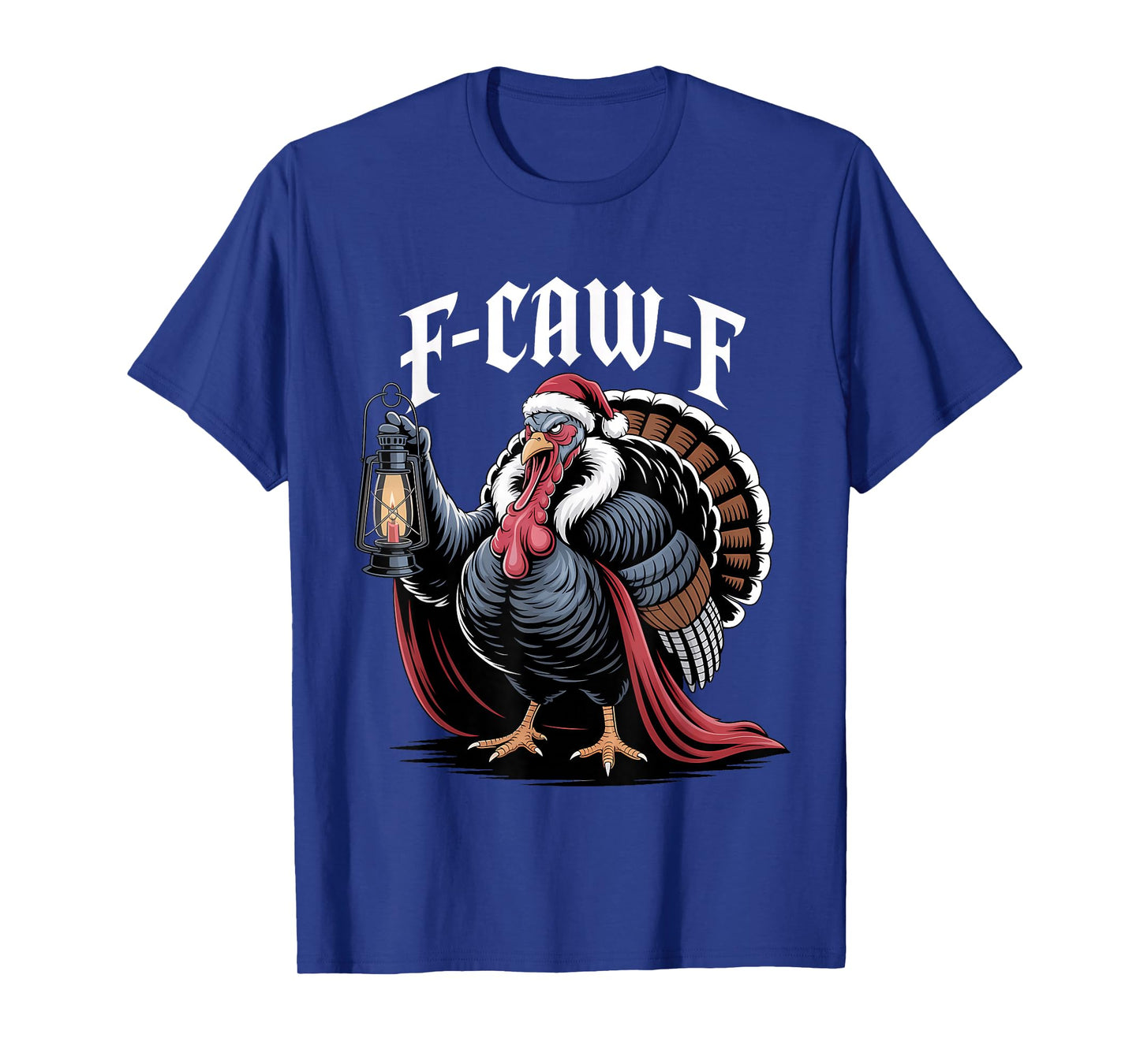 F CAW F Turkey Christmas Santa Hat Lantern T-Shirt