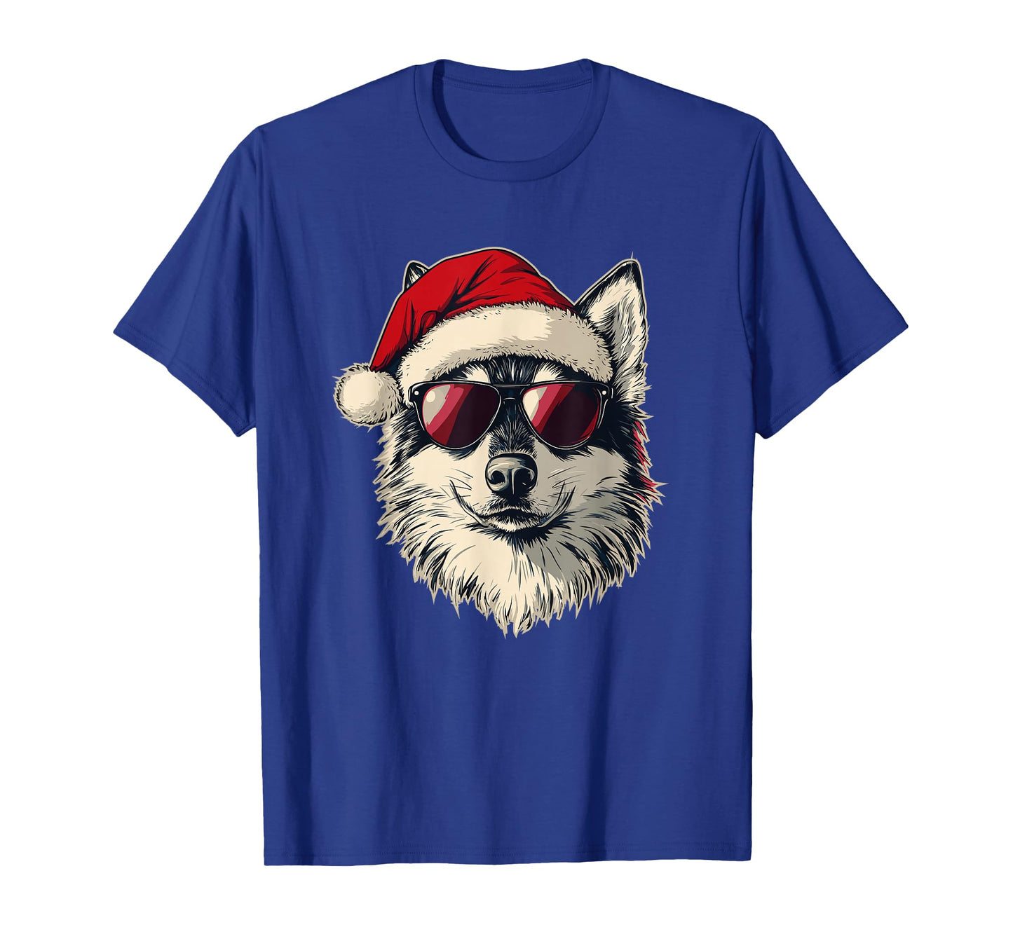 Husky Dog with Santa Hat T-Shirt