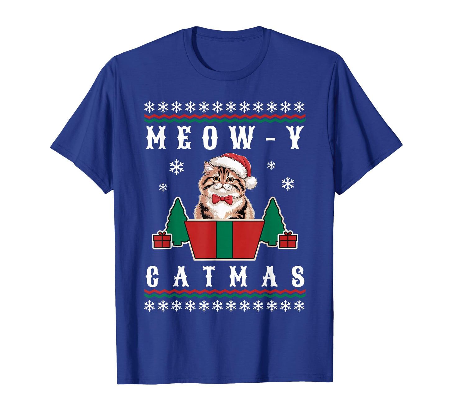 Meowy Catmas Cute Cat Christmas Ugly Sweater T-Shirt