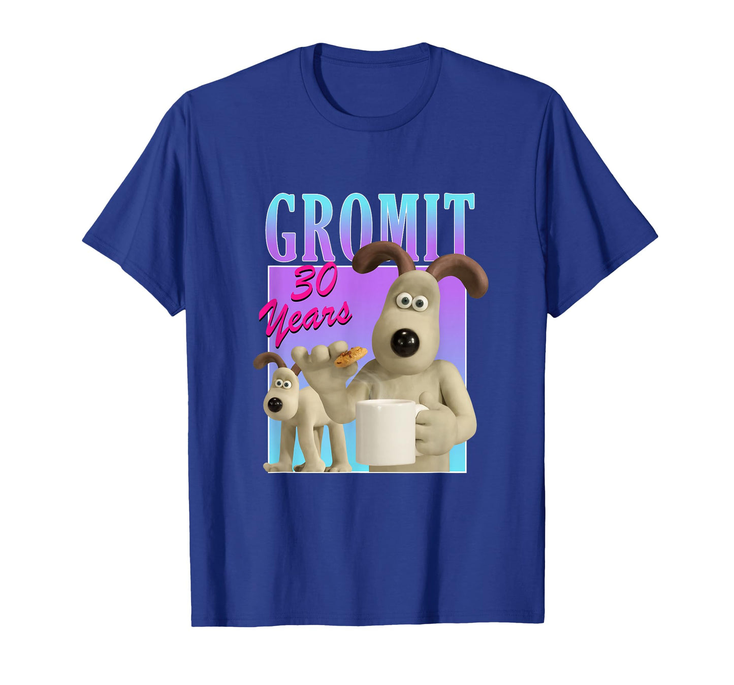 Wallace & Gromit Gromit 30th Logo Unisex Adults Kids Black Short Sleeve Modern Classic Cartoon T-Shirt