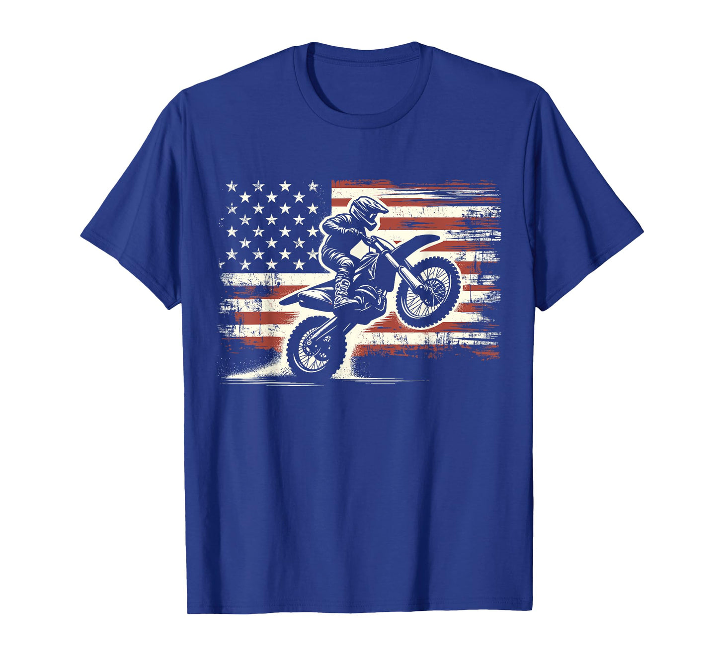 Dirt Bike American Flag Motocross Biker Vintage USA T-Shirt for Women Girls Kids Men