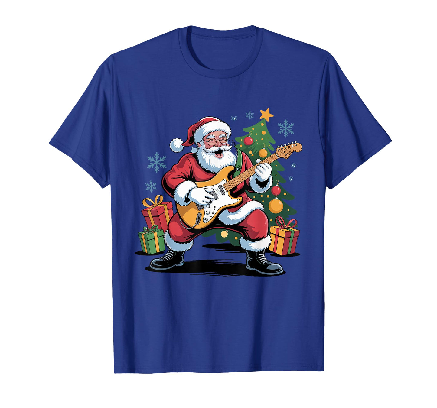 Funny Santa Christmas Design Electric Guitar Holiday Pajama T-Shirt