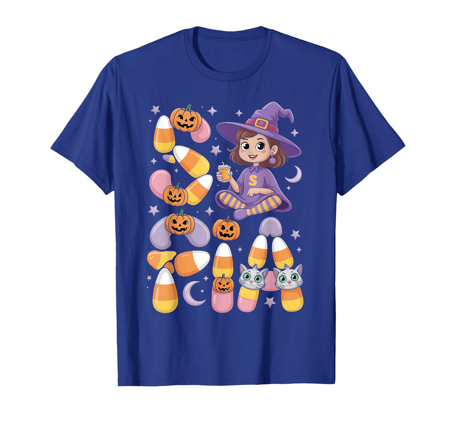 Sofia Witch Candy Corn Cat Halloween Women and Girls T-Shirt