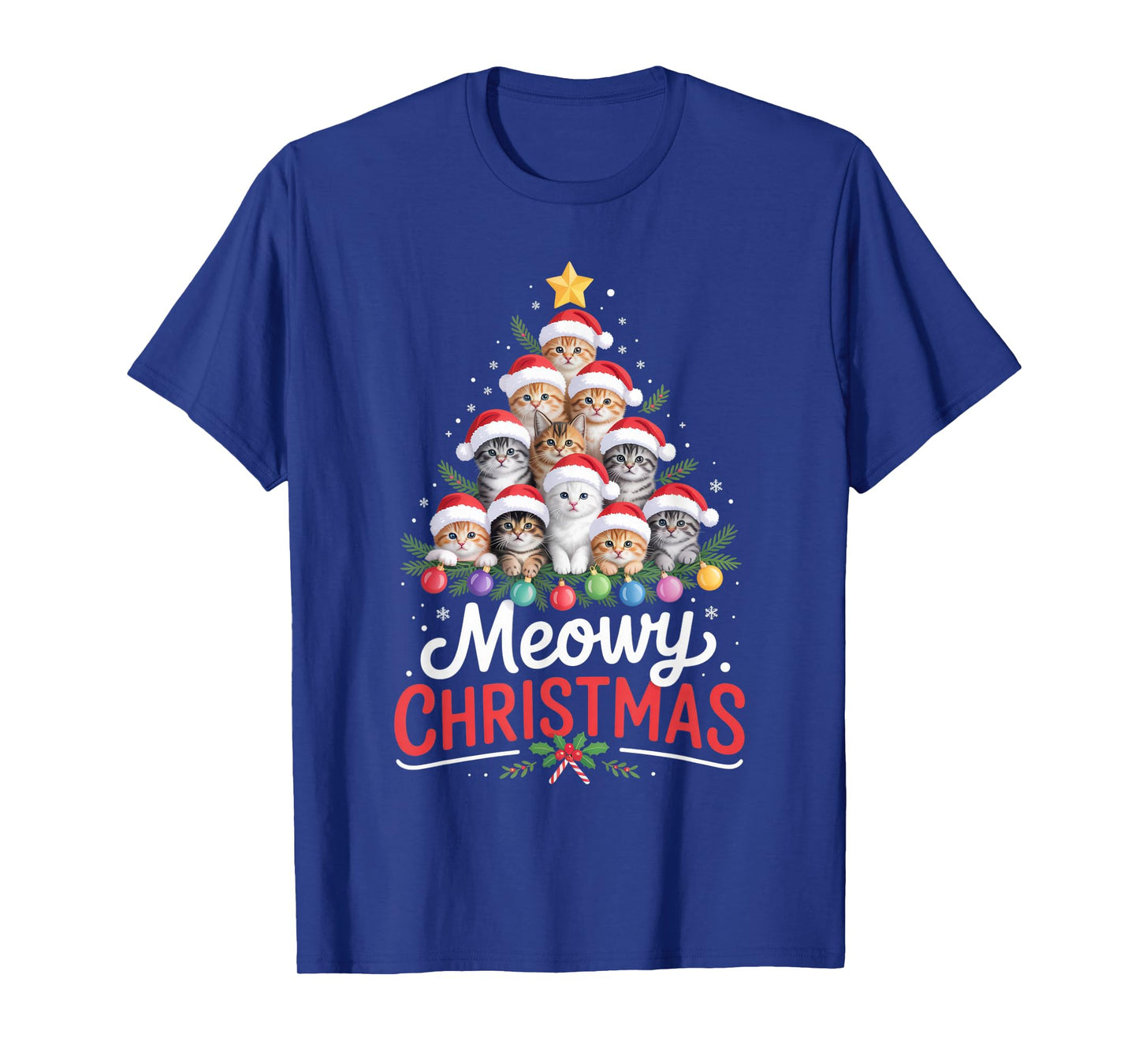Meowy Christmas Cat Lovers Festive Holiday Season T-Shirt