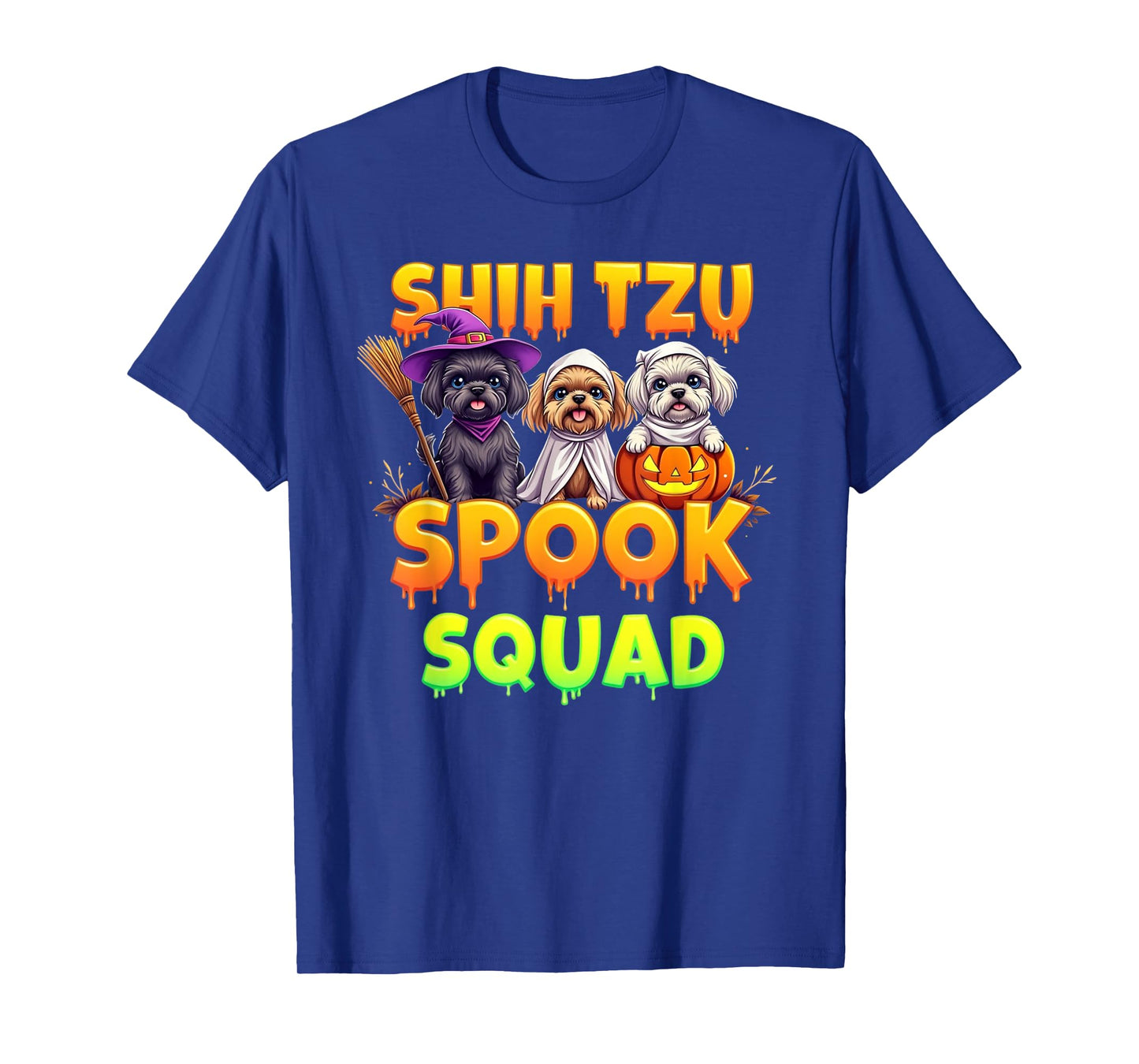 Cute Shih Tzu Halloween Costume Pumpkin Ghost Witch Squad T-Shirt