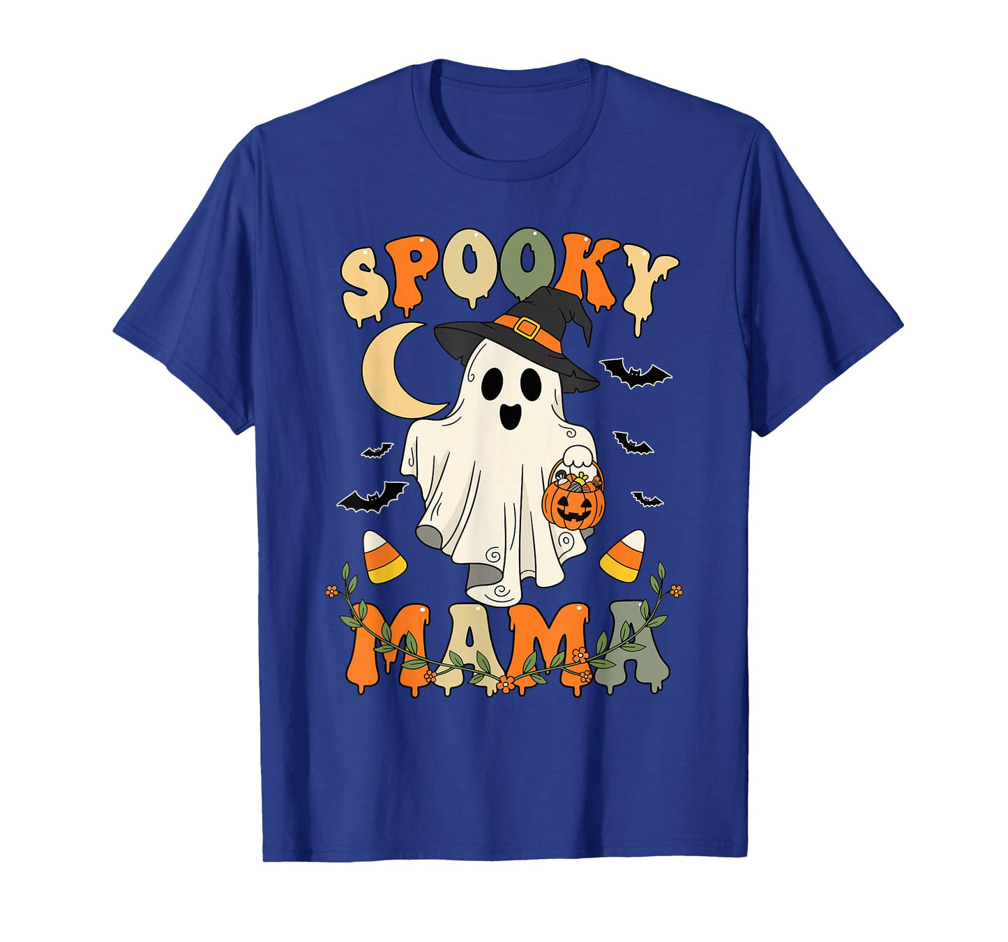 Spooky Mama Groovy Ghost Witch Halloween Costume Mom T-Shirt