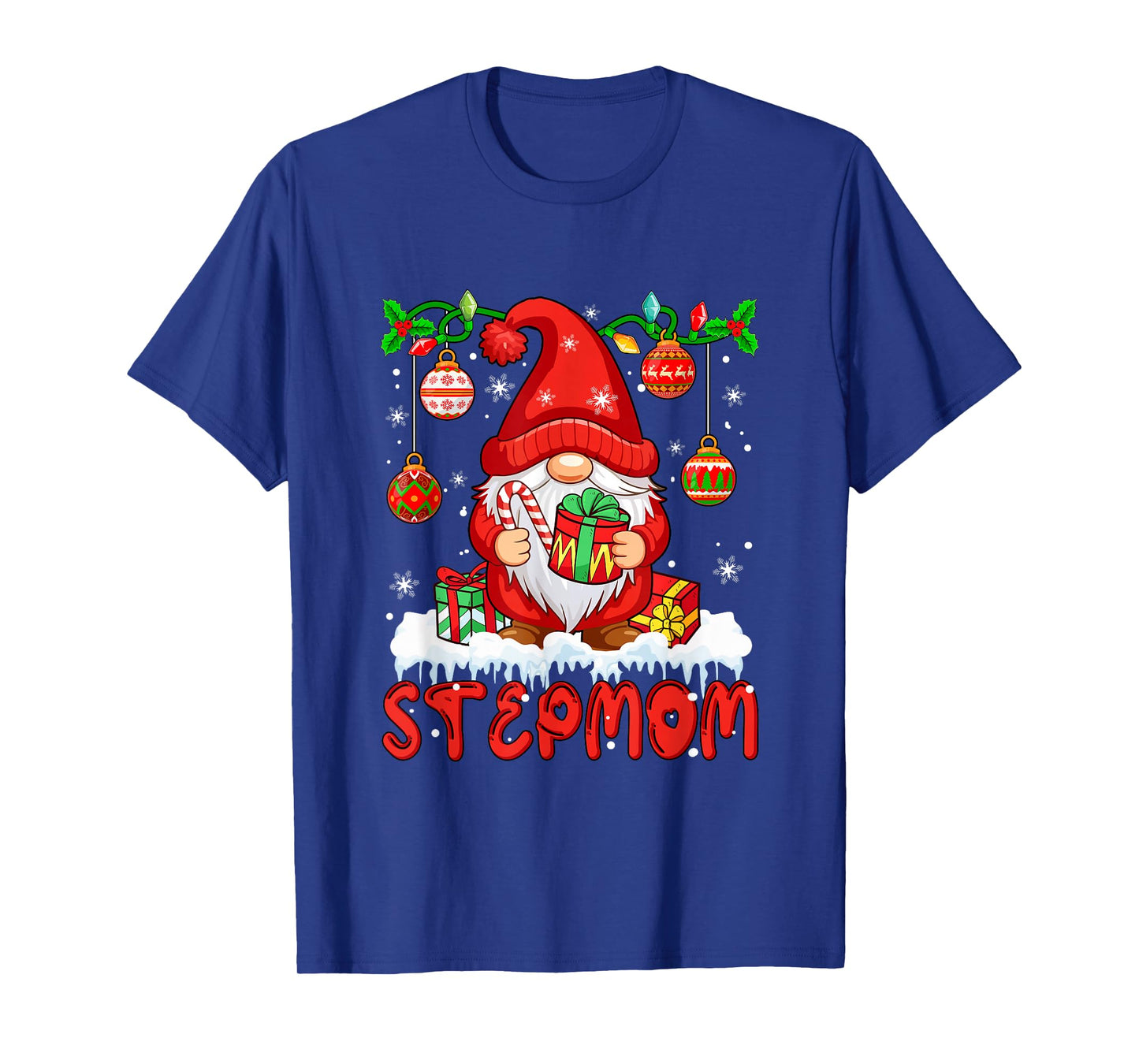 Stepmom Christmas Gnome Colorful Lights Matching Family T-Shirt