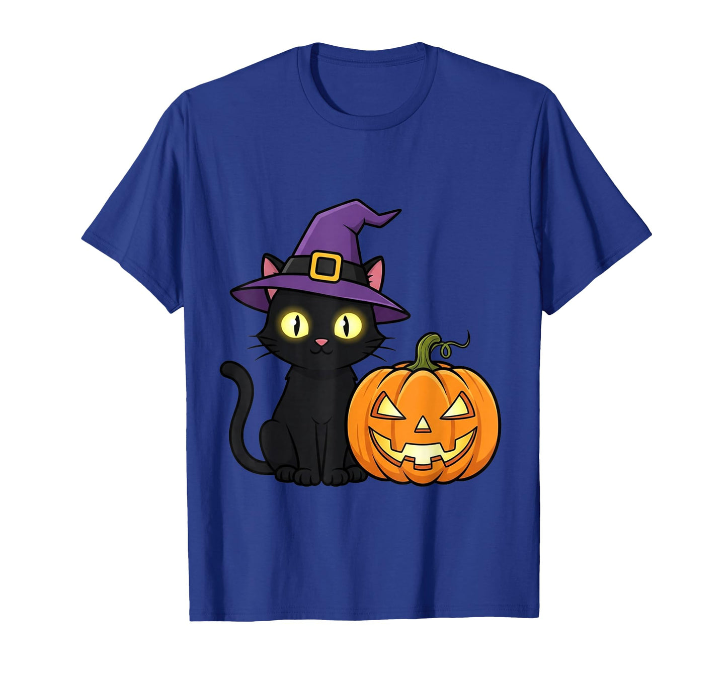 Halloween Black Cat Cute Witch Cat with Pumpkin Funny Spook T-Shirt