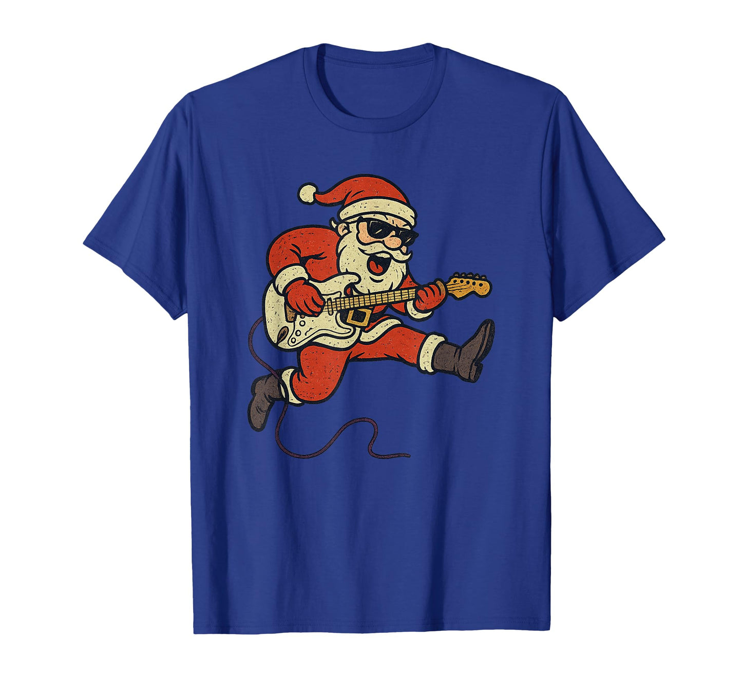 Santa Playing Rock Guitar Christmas Vintage Funny Xmas T-Shirt