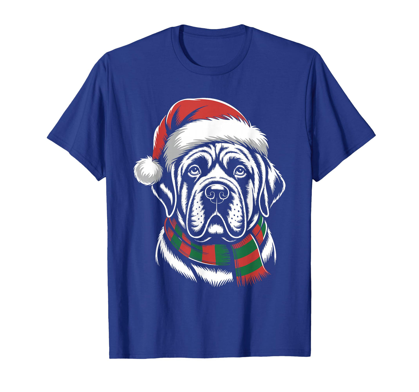 Mastiff Dog Xmas Santa Hat Scarf Christmas Costume T-Shirt