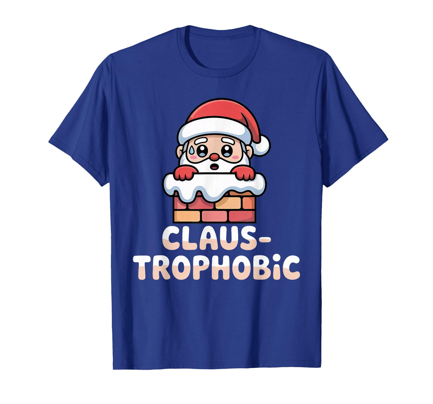 Claus-trophobic Santa Stuck in a Chimney Christmas Pun T-Shirt