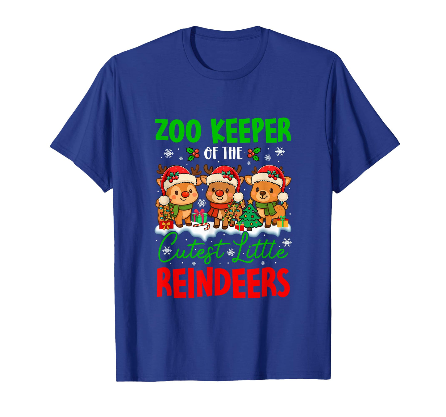 Zoo Keeper of Cutest Reindeers Xmas Three Santa Reindeers T-Shirt