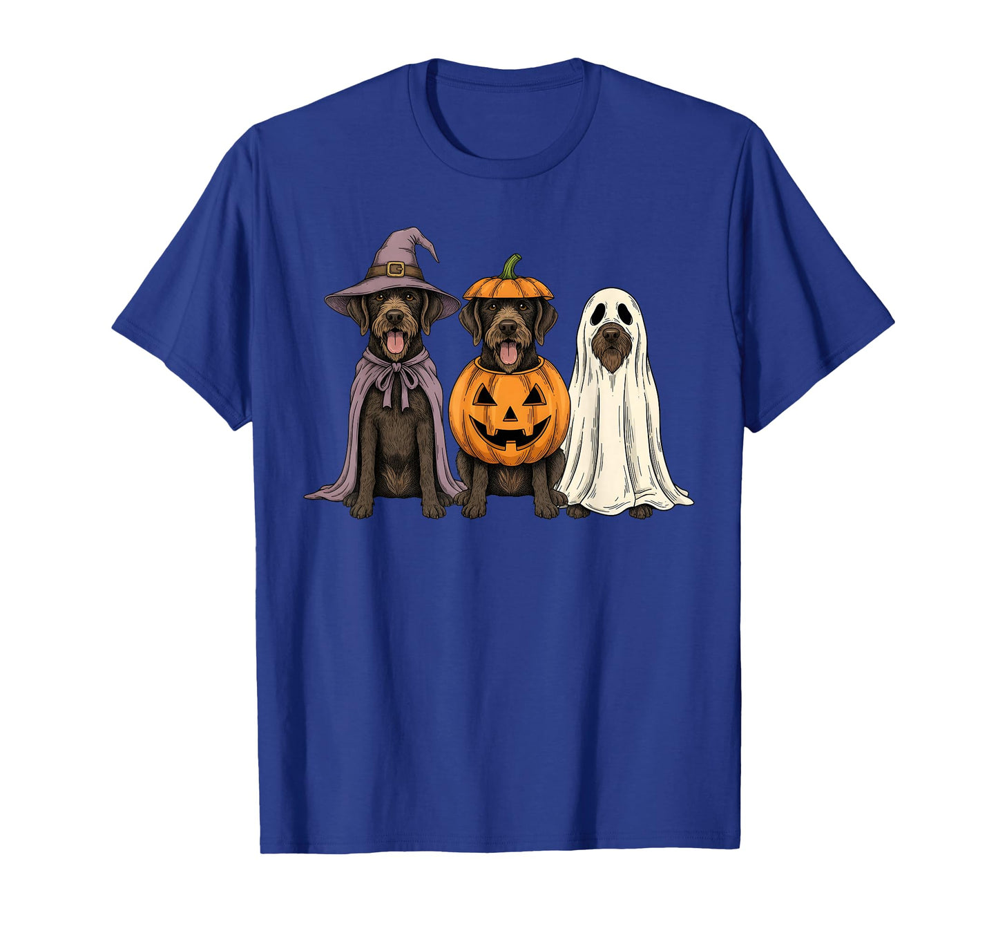 Spooky Ghost Wirehaired Pointing Griffon Pumpkin Halloween T-Shirt
