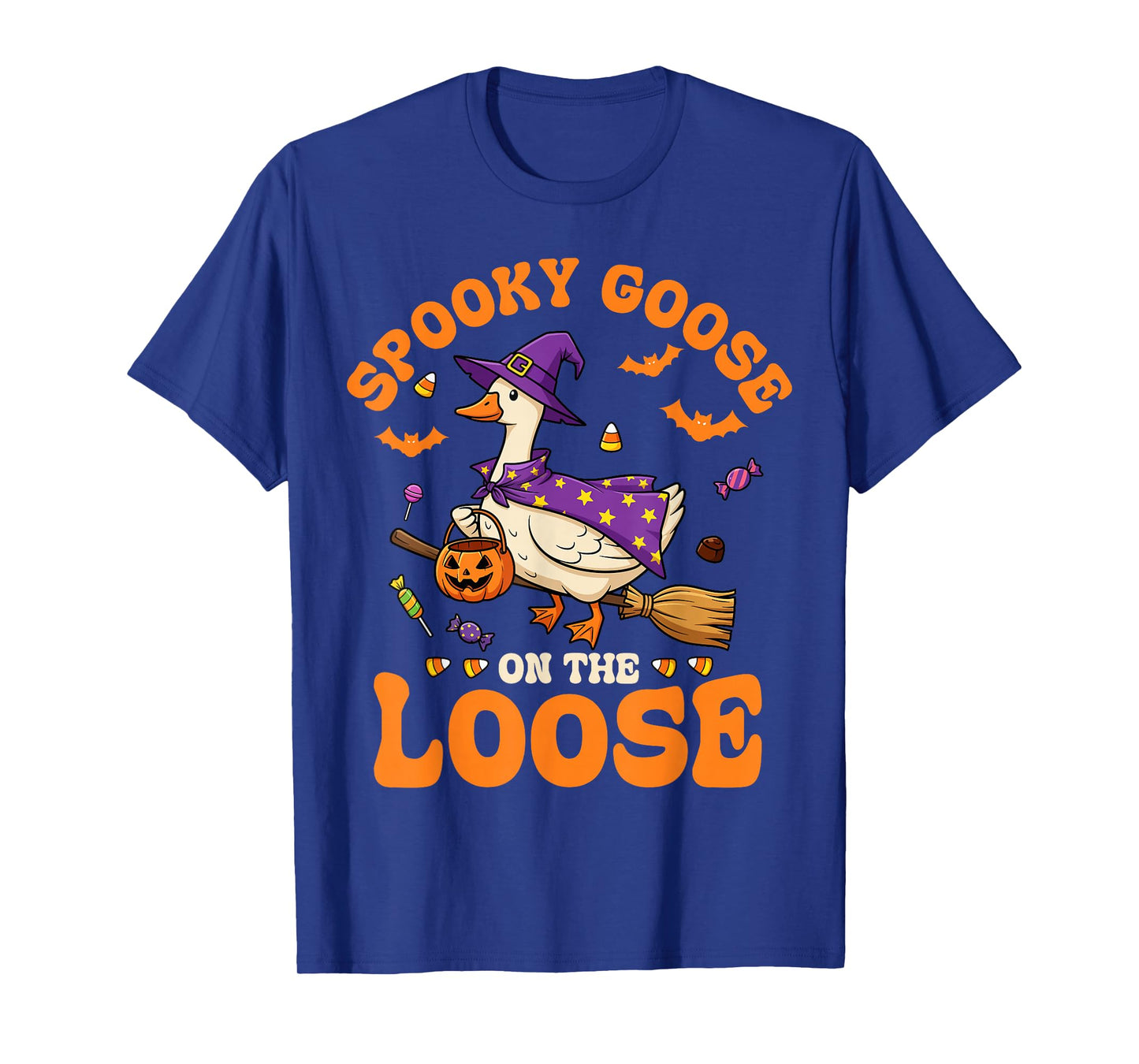 Spooky Goose on The Loose Halloween Witch Trick-Or-Treat T-Shirt