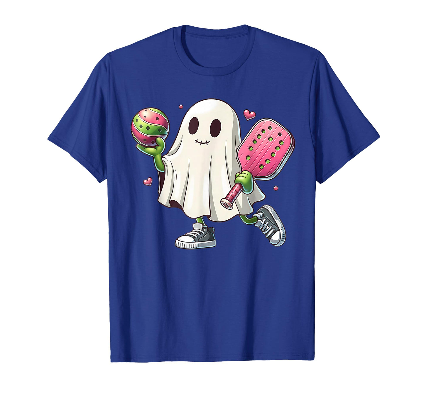 Pickleball Lover Pun with a Pickle Playing Ghost Halloween T-Shirt