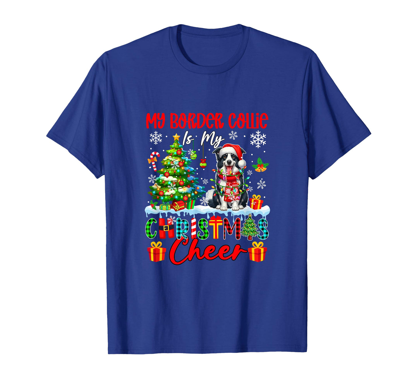My Border Collie is My Xmas Cheer Funny Santa Dog Owner Kids T-Shirt