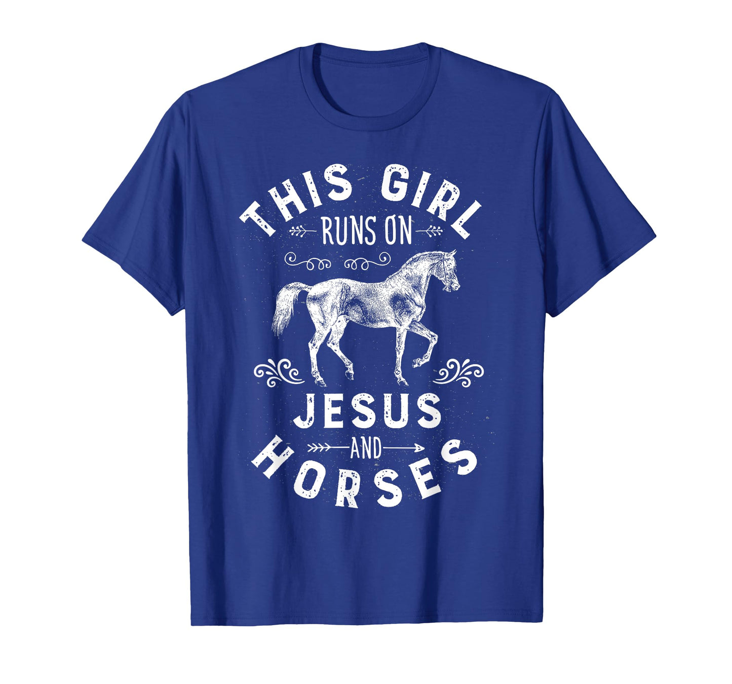 This Girl Runs On Jesus And Horses Horse Riding Equestrian T-Shirt