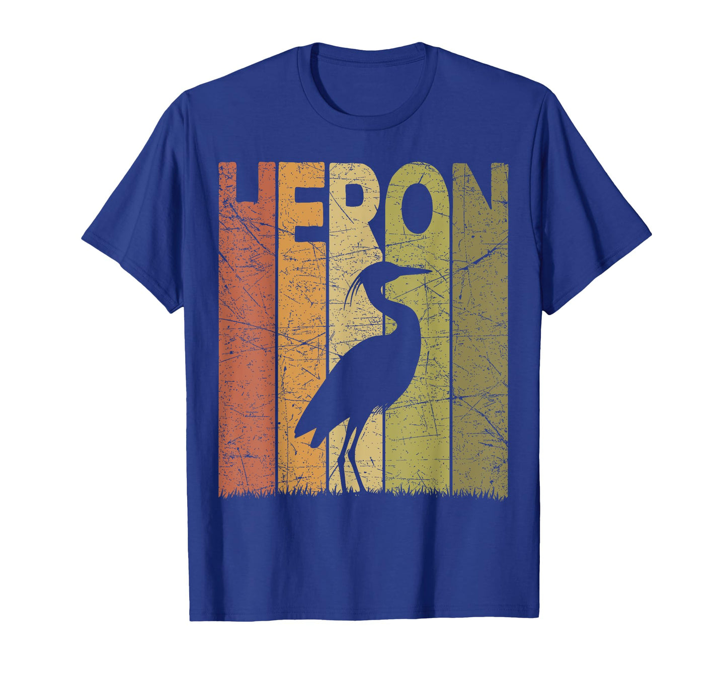 Heron Vintage Birdwatching Heron Retro Ornithology Birding T-Shirt