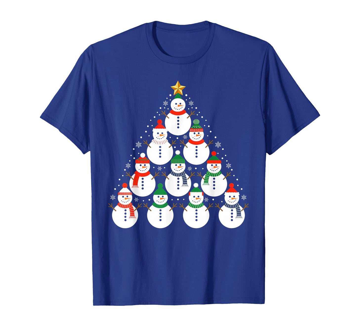 Snowman Christmas Tree Lights Santa Hat Family Xmas Pajamas T-Shirt