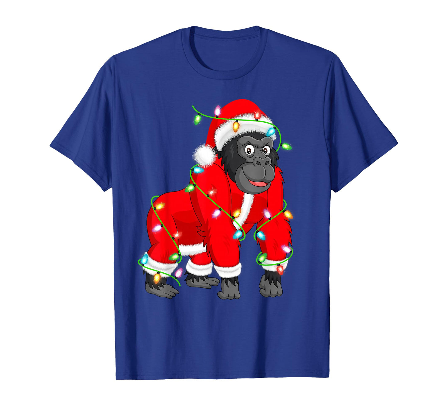 Gorilla Christmas Lights Santa Costume Cute Animal Xmas T-Shirt