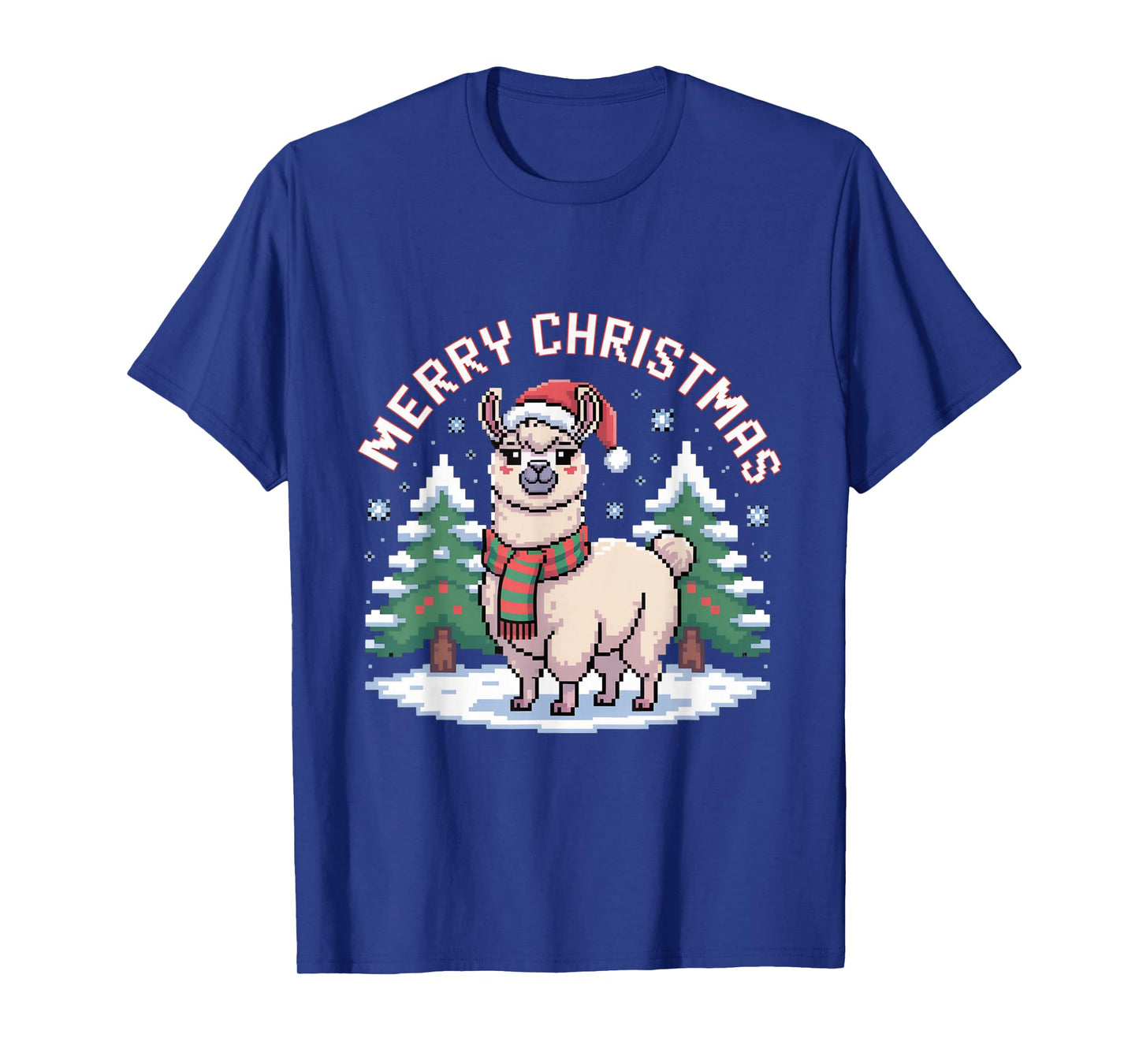 Merry Christmas Llama Pixel Art Ugly Sweater Style Holiday T-Shirt