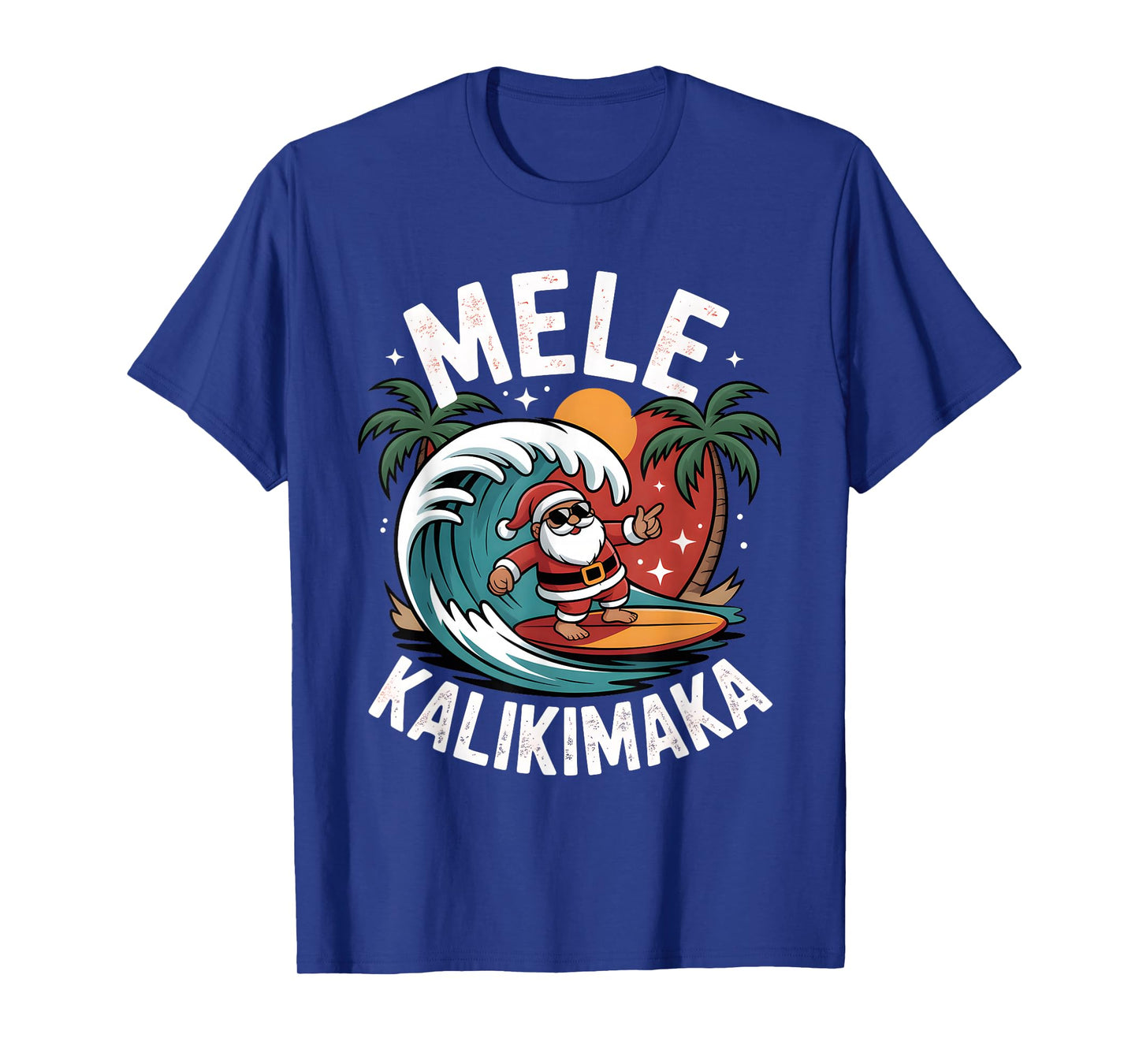 Mele Kalikimaka Shirt Hawaiian Christmas Surfing Santa Tee T-Shirt