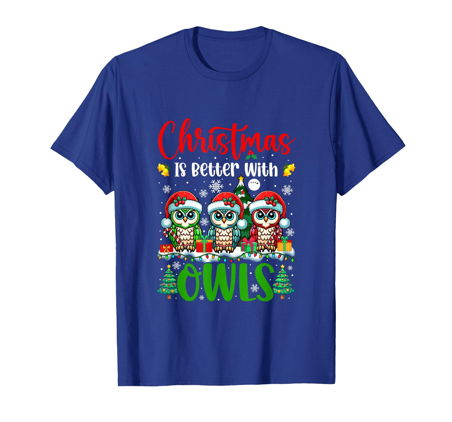 Xmas is Better Funny Joke Owls Lover Christmas Tree T-Shirt