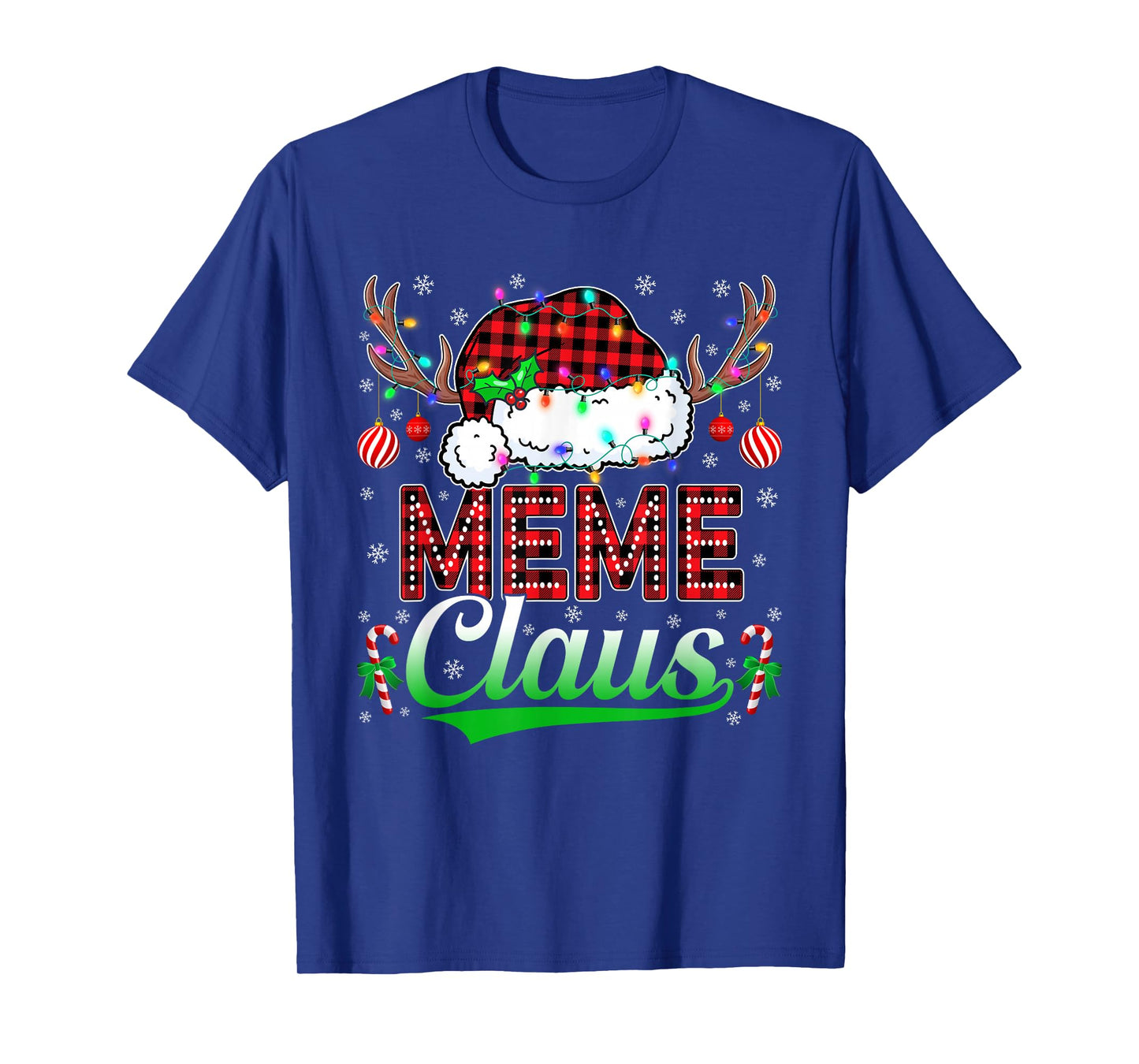 Meme Claus Christmas Lights Matching Family Xmas Pajama T-Shirt