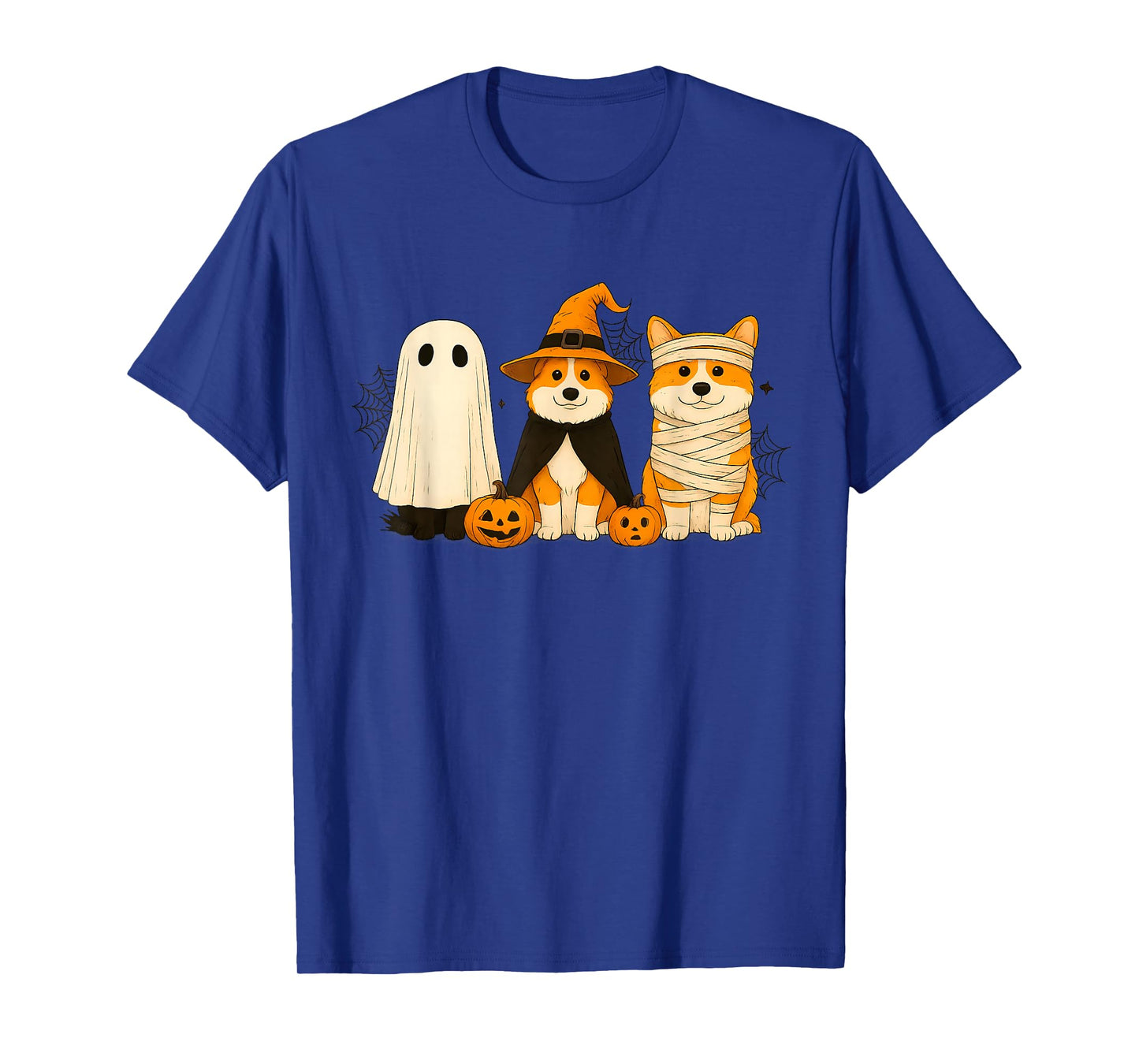 Retro Shiba Dog Witch Scary Halloween Pumpkin Women Men Kids T-Shirt