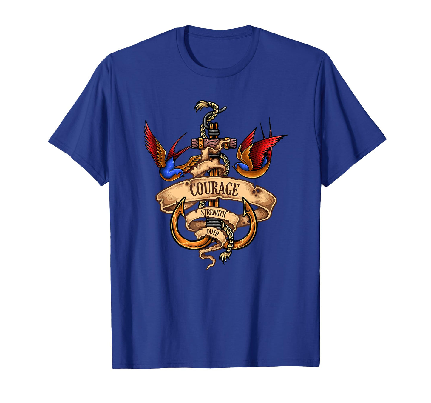 Merchant Mariner Sailor Captain Deck Hand Tattoo Swallows T-Shirt